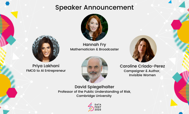 DataFest speaker announcement - images of 4 speakers