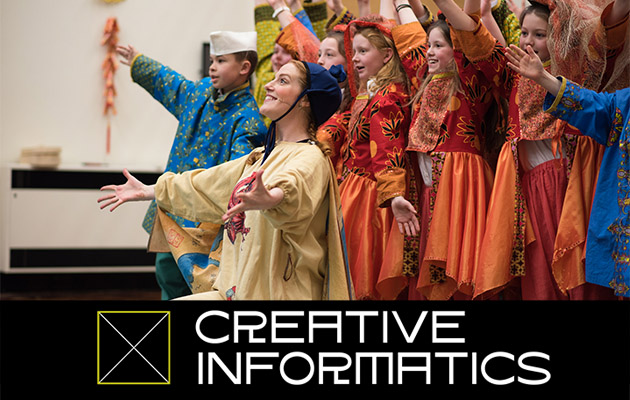 Creative Informatics logo - with image of Scottish opera performance