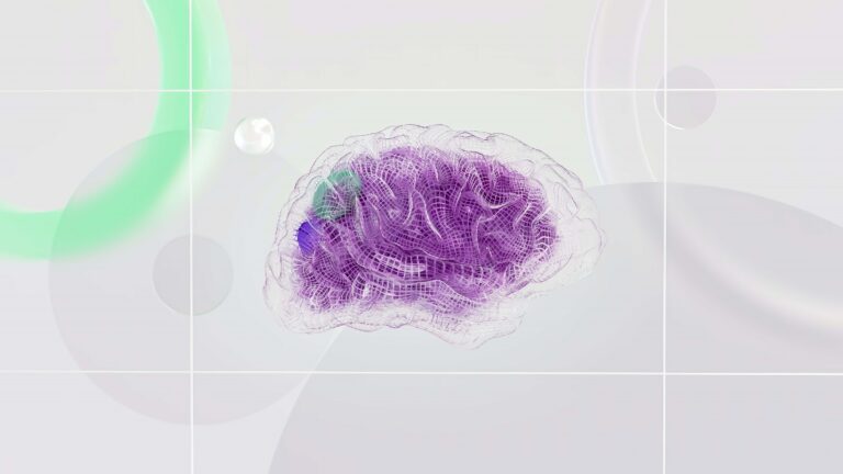 ai generated image of a floating brain with purple centre